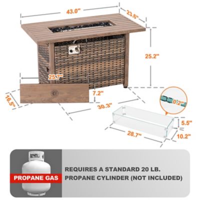 Image showing 6 th Nuu Garden 44 in. Outdoor 50,000 BTU Rattan Propane Gas Fire Pit Table