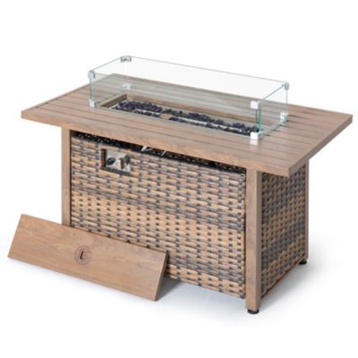 Image showing 9 th Nuu Garden 44 in. Outdoor 50,000 BTU Rattan Propane Gas Fire Pit Table