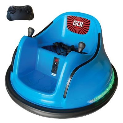 The Bubble Factory Ltd Kids' 360 Spin Electric Ride-On Bumper Car, Lights and Music, Blue