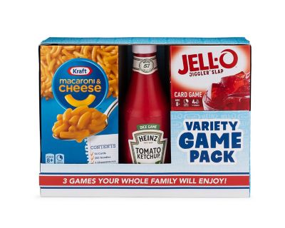 Big G Creative Jell-O Jiggler Slap Card Game/Kraft Macaroni and Cheese Game/Heinz Ketchup Dice Game Variety Pack