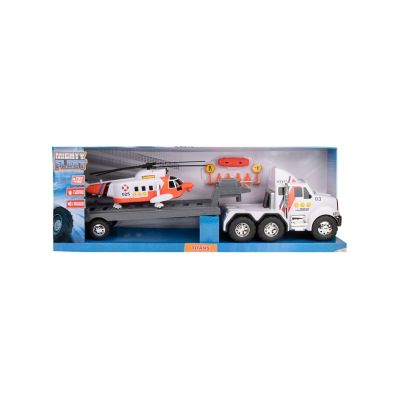 Image showing 6 th Funrise Mighty Fleet Titans Flatbed Truck with Helicopter