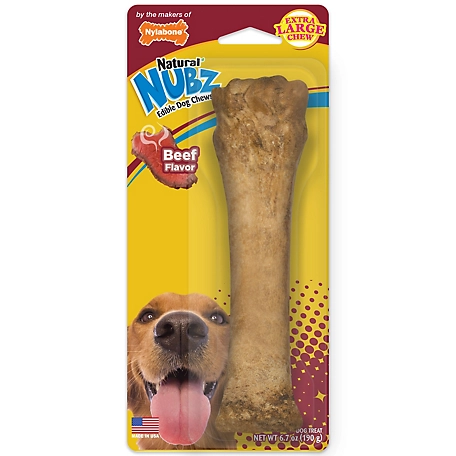 NUBZ All Natural Long Lasting Edible Beef Flavor Dog Chew Treat