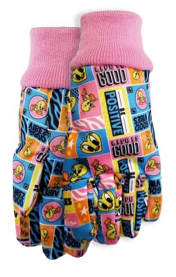 Midwest Gloves Girls' Tricot Lined Jersey Tweety Gardening Gloves, 1-Pair