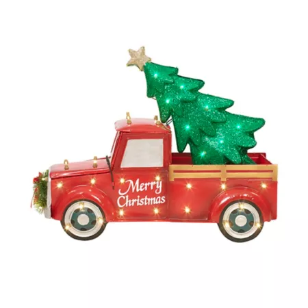 EverStar 19.8" LED Truck with Christmas Tree Sculpture Christmas Statues