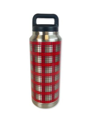 Bella Bug 36 oz. Red Plaid Stainless Steel Bottle