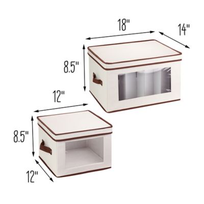 Image showing  Dishware or Closet Window Storage Boxes, Natural, 2-Pack