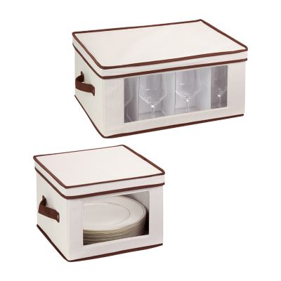 Image showing  Dishware or Closet Window Storage Boxes, Natural, 2-Pack