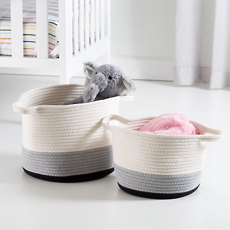 Honey-Can-Do Nesting Cotton Rope Storage Basket Set, Black Ombre