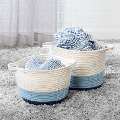 Honey-Can-Do Nesting Cotton Rope Storage Basket Set, Blue Ombre
