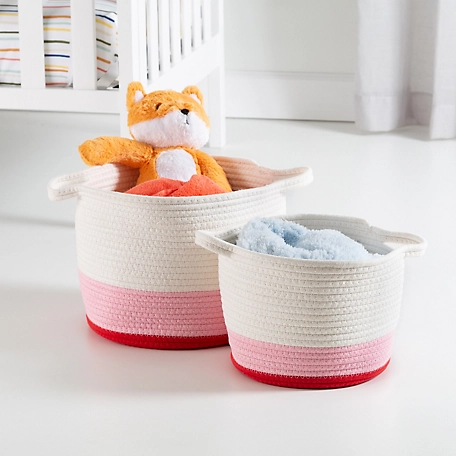 Honey-Can-Do Nesting Cotton Rope Storage Basket Set, Red Ombre