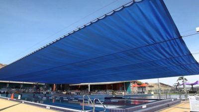 Image showing  12 ft. x 40 ft. 3-Season Knitted Shade Cloth, Blue
