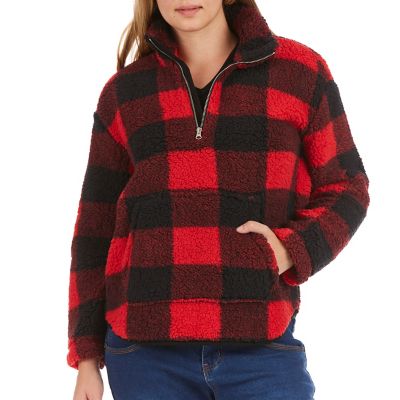Smith's American Women's Butter Sherpa 1/4-Zip Pullover Top With Kangaroo Pockets