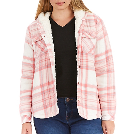 Smith's American Women's Butter Sherpa-Lined Flannel Plaid Hooded Shirt Jacket