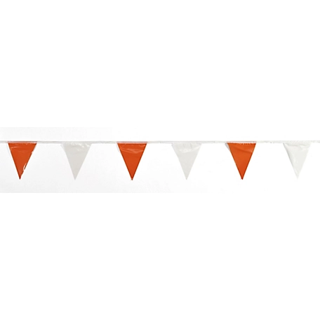 Mutual Industries 60 ft. Orange/White Pennant Flags, 10-Pack