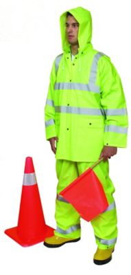 Mutual Industries Men's 3 pc. Hi-Vis CL3 ANSI Rainsuit