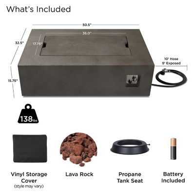 Image showing  Baltic Rectangle Propane Fire Table, Glacier Gray