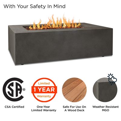 Image showing  Baltic Rectangle Propane Fire Table, Glacier Gray