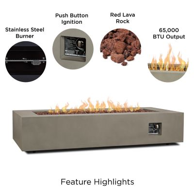 Image showing  70 in. Aegean Rectangle Propane Fire Table, Mist Gray