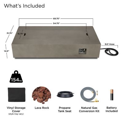 Image showing  70 in. Aegean Rectangle Propane Fire Table, Mist Gray