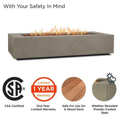 Image showing  70 in. Aegean Rectangle Propane Fire Table, Mist Gray