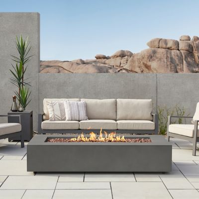 Real Flame 70 in. Aegean Rectangle Propane Fire Table, Weathered Slate