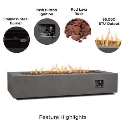 Image showing  70 in. Aegean Rectangle Propane Gas Fire Table, Weathered Slate