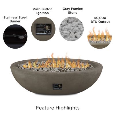 Image showing  52 x 26in. Riverside Large Oval Propane Gas Fire Bowl, Glacier Gray
