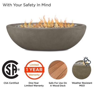 Image showing  52 x 26in. Riverside Large Oval Propane Gas Fire Bowl, Glacier Gray