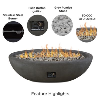 Image showing  52 x 26in. Riverside Large Oval Propane Gas Fire Bowl, Shale