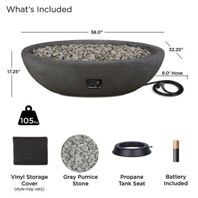 Image showing  52 x 26in. Riverside Large Oval Propane Gas Fire Bowl, Shale