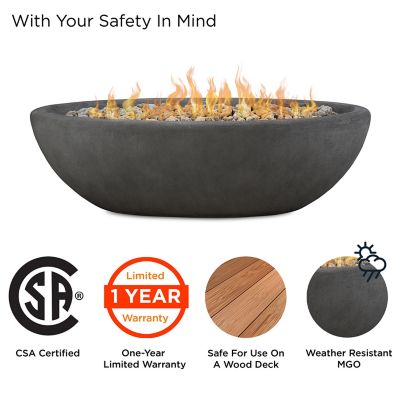 Image showing  52 x 26in. Riverside Large Oval Propane Gas Fire Bowl, Shale