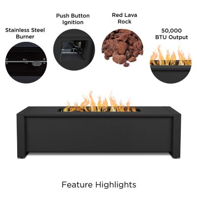 Image showing  52 in. Keenan Rectangle Propane Fire Table, Black