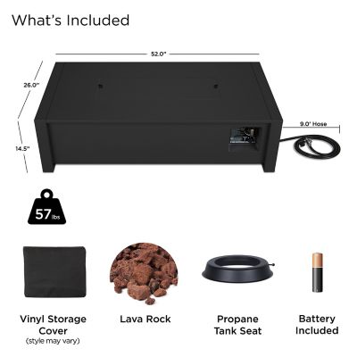 Image showing  52 in. Keenan Rectangle Propane Fire Table, Black