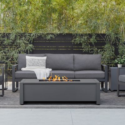 Real Flame 52 in. Keenan Rectangle Propane Fire Table, Gray