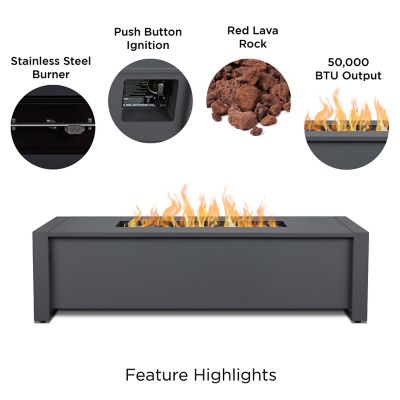 Image showing  52 in. Keenan Rectangle Propane Fire Table, Gray