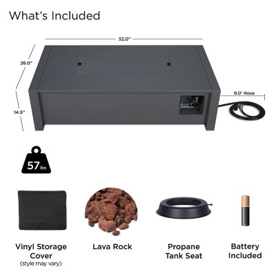Image showing  52 in. Keenan Rectangle Propane Fire Table, Gray
