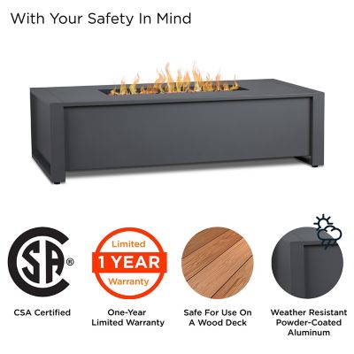 Image showing  52 in. Keenan Rectangle Propane Fire Table, Gray
