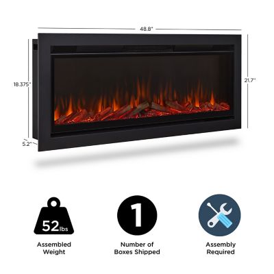 Image showing  Electric Indoor Wall-Mounted/Recessed Fireplace Insert, 49 in.