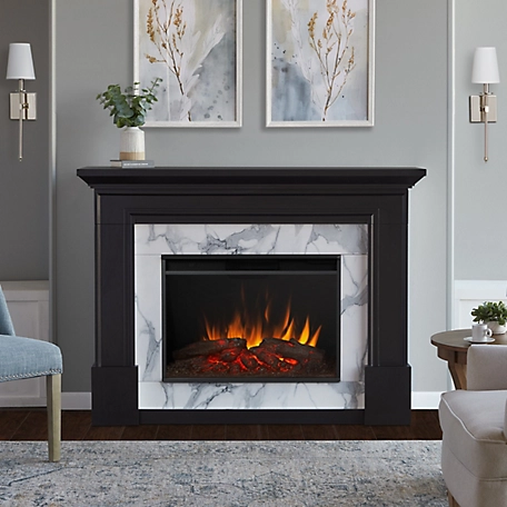 Real Flame 61.25 in. Merced Electric Fireplace, Black