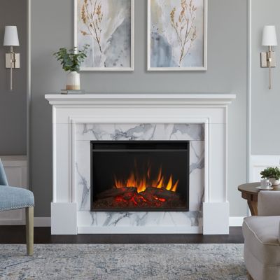Real Flame 61.25 in. Merced Electric Fireplace, White