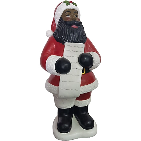 Fraser Hill Farm 3 ft. African American Santa Claus Statue Holding A Naughty and Nice List, Christmas Decor