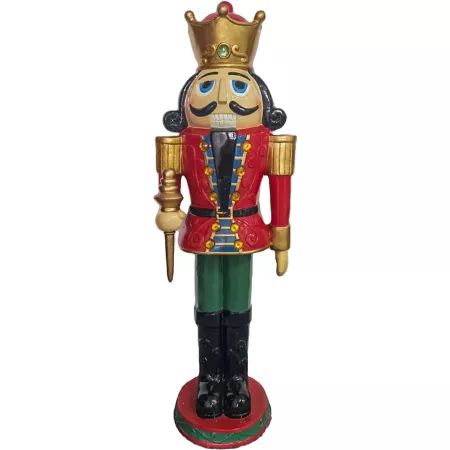 Fraser Hill Farm 4-Foot King Nutcracker with Crown and Scepter Red Christmas Statues