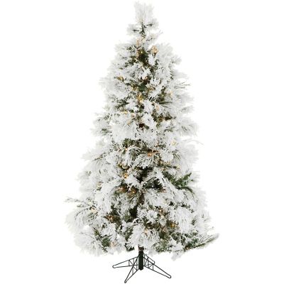 Christmas Time 4 ft. Frosted Fir Flocked Slim Christmas Tree, Includes Warm White LED Lights