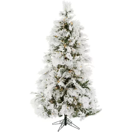 Christmas Time 4 Foot Slim Flocked Frosted Christmas Tree Includes Warm White LED Lights Artificial Christmas Trees