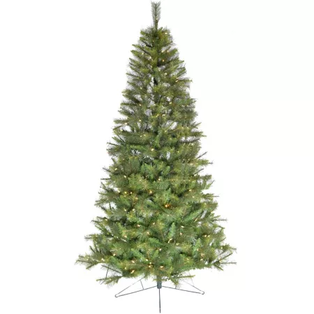 Christmas Time 7.5 Foot Half Tree with Warm White LED Lighting Artificial Christmas Trees