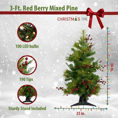 red berry lights plug-in Habitat christmas tree for tabletop 