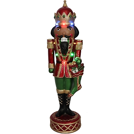 Christmas Time 22 in. Musical Christmas African American Nutcracker, Bright LED Lights and Metallic Finish