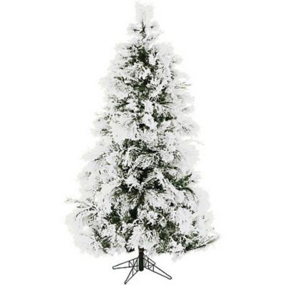 Fraser Hill Farm 12 ft. Pre-Lit Flocked Alaskan Pine Artificial Christmas Tree, Clear LED Lights