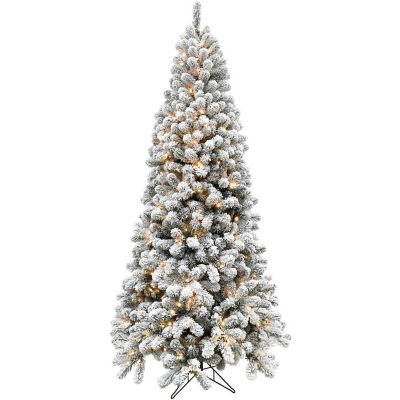 Fraser Hill Farm 9 ft. Pre-Lit Flocked Alaskan Pine Christmas Tree with Smart String Lighting