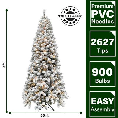 Image showing  9 ft. Pre-Lit Flocked Alaskan Pine Artificial Christmas Tree, Smart Lights